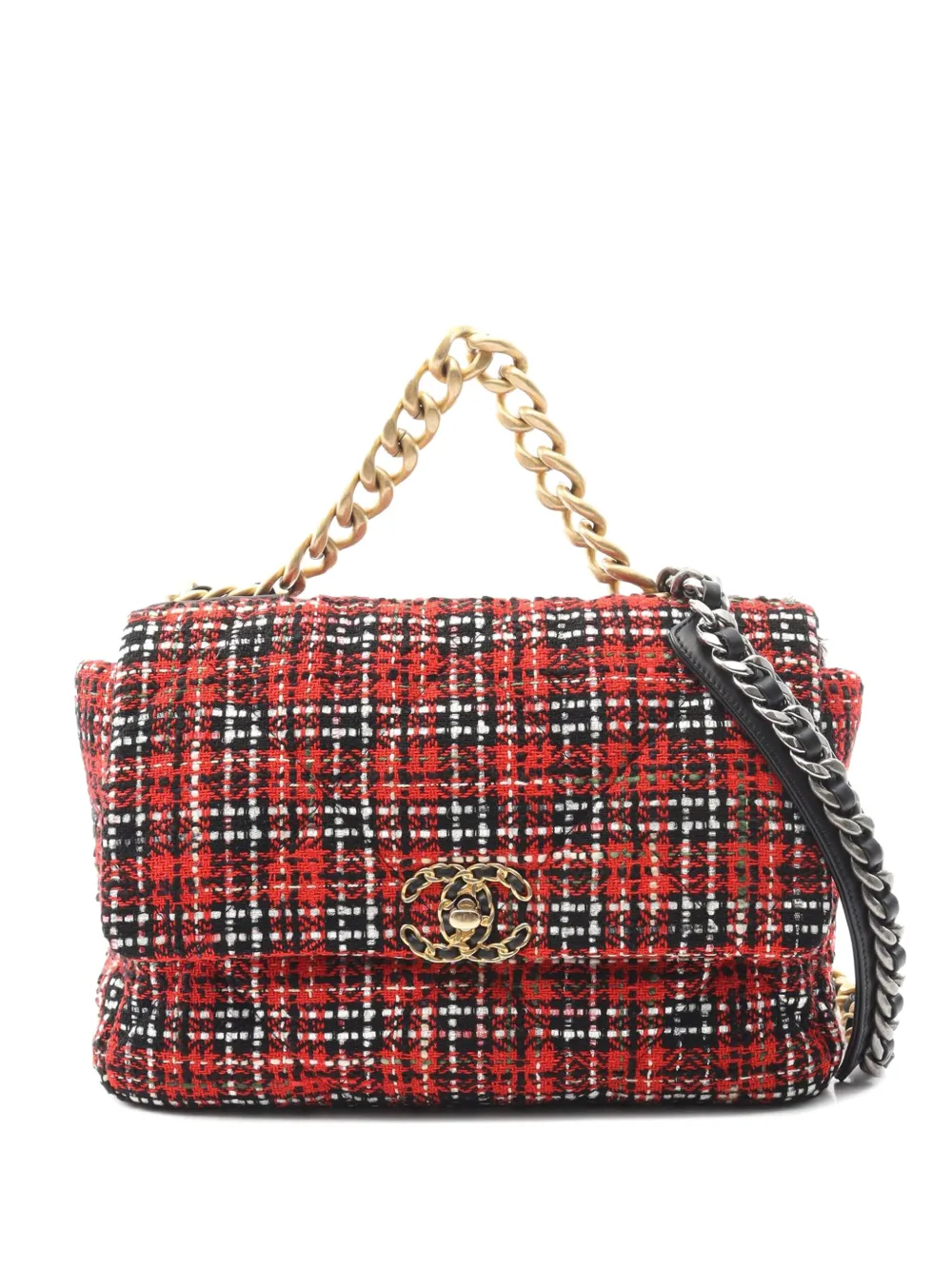 CHANEL Pre-Owned 2020 Large Tweed 19 Flap satchel | Red | Image 1
