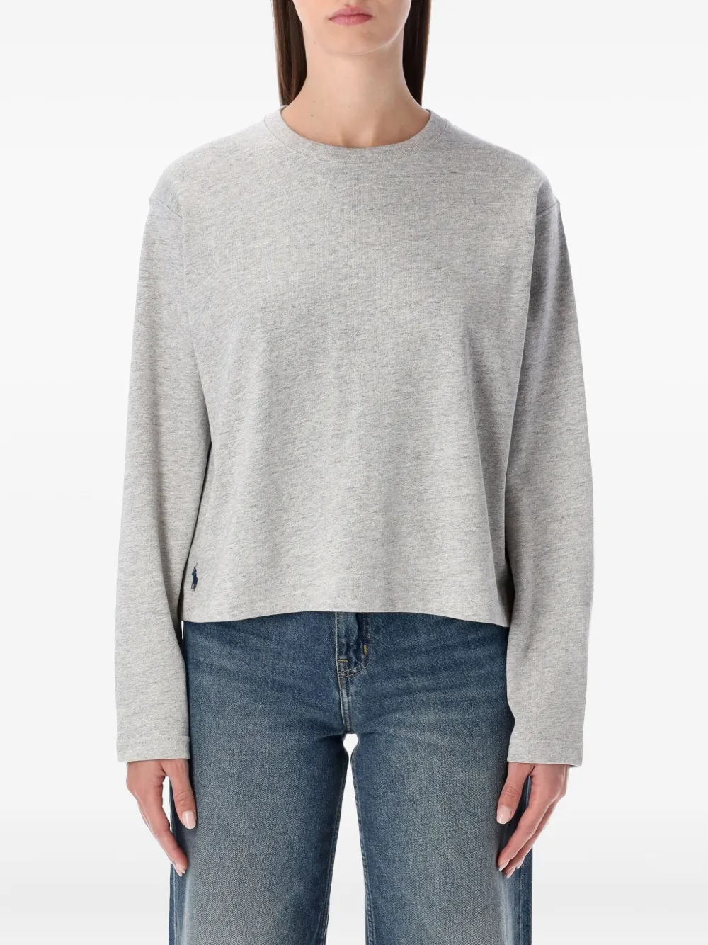 Polo Ralph Lauren Shrunken Fit Jersey Long-sleeve T-shirt In Gray
