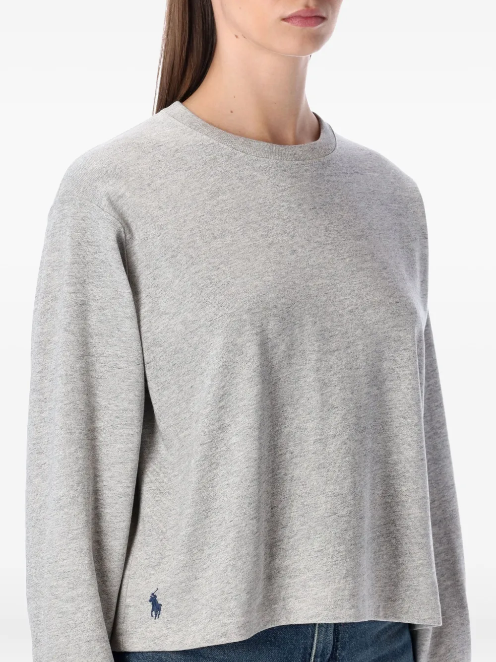 Polo Ralph Lauren Shrunken Fit Jersey Long-sleeve T-shirt In Gray