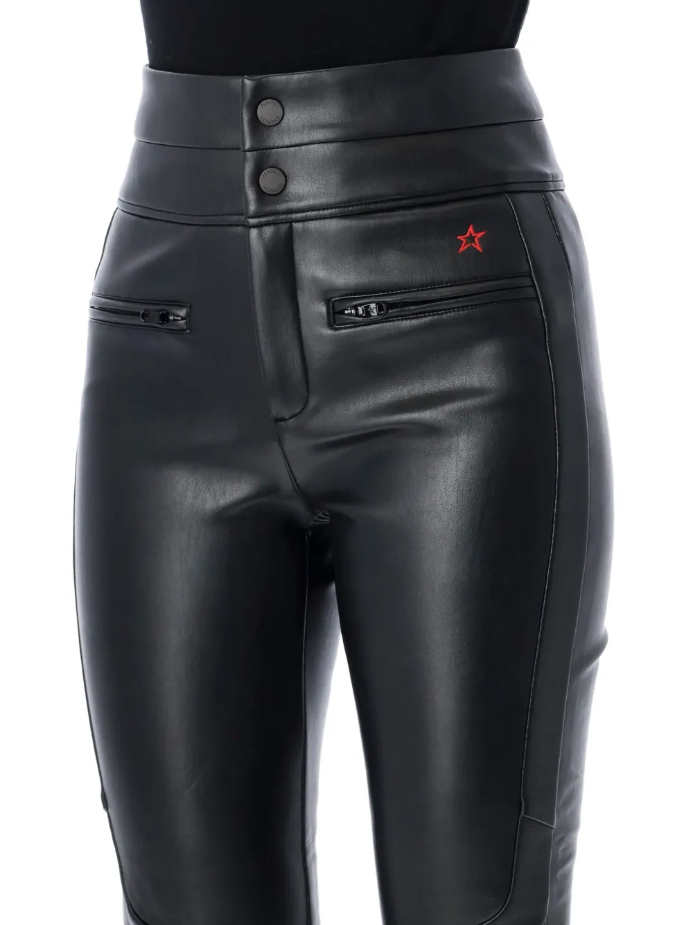 Perfect Moment Aurora Faux-leather High-rise Flared Ski Pants In Black