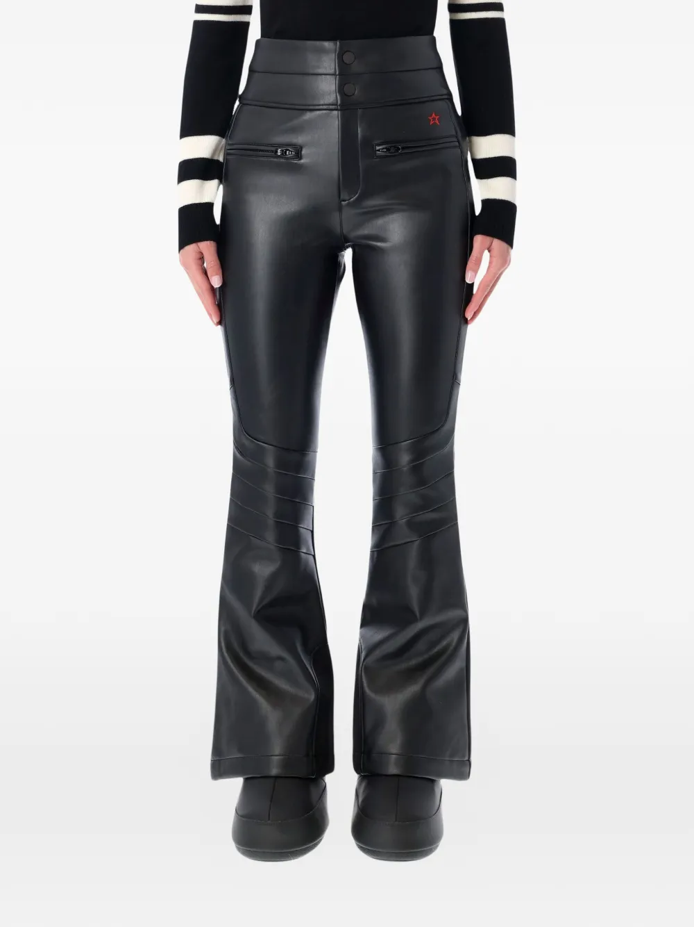 Perfect Moment Aurora Faux-leather High-rise Flared Ski Pants In Black