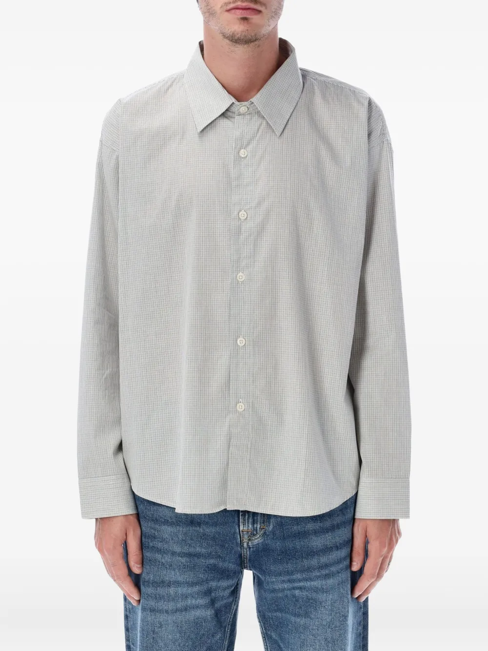 mfpen micro-checked shirt | Grey | Image 1