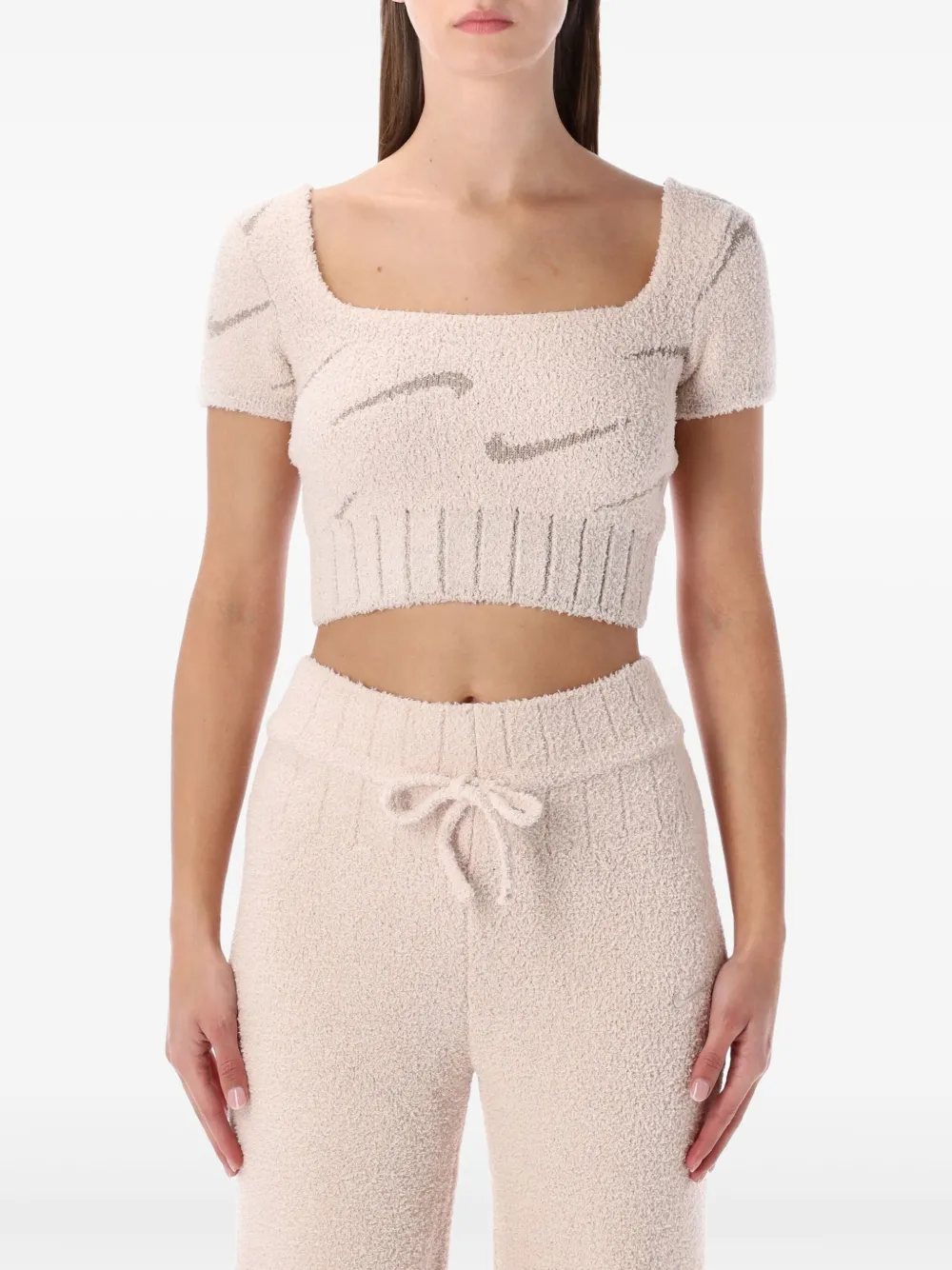 Nike square-neck logo top - Toni neutri