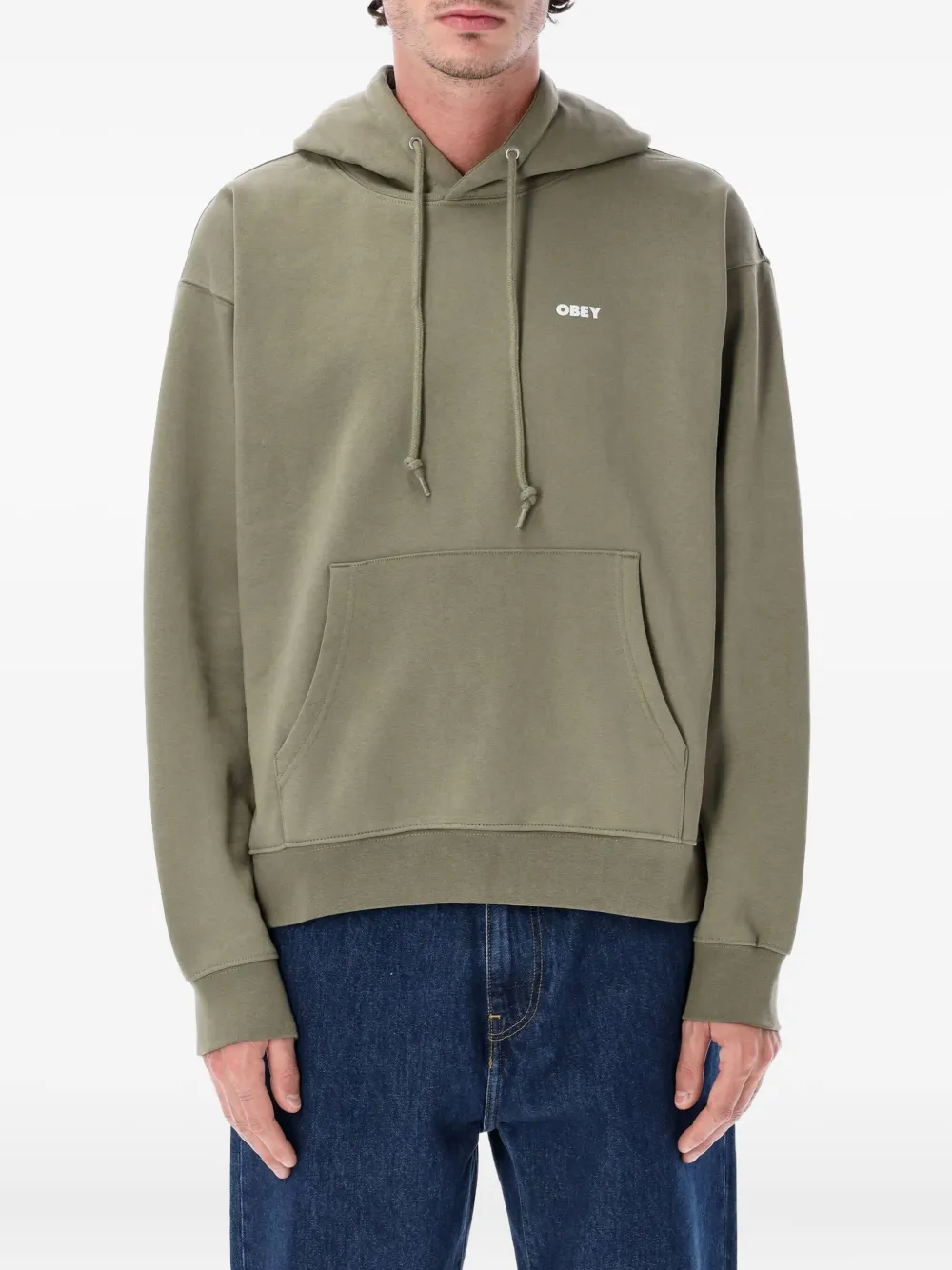 Obey front-pocket hoodie | Green | Image 1