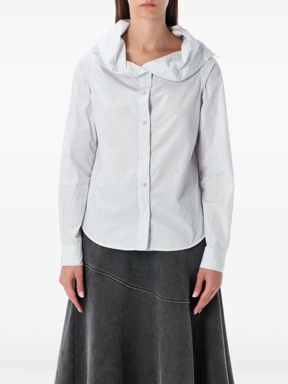 Our Legacy Diner Pinstripe Collared Shirt In White