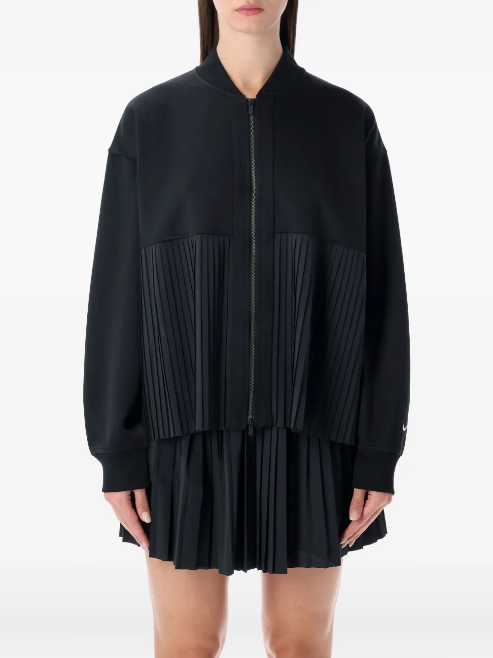 Nike Black Pleated Zip Jacket In Black
