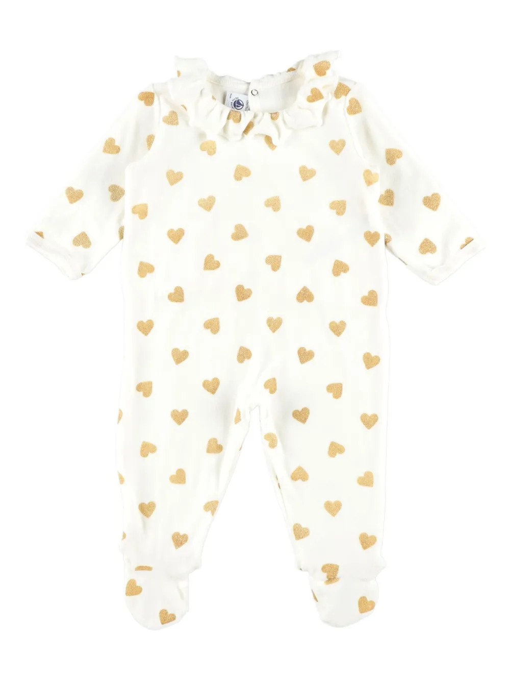 Petit Bateau ruffled-collar heart-print body | Neutrals | Image 1