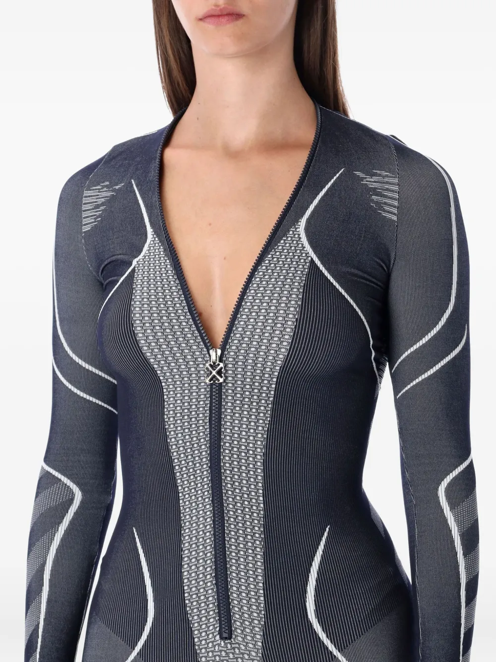 Off-White Diag naadloze midi-jurk met rits Grijs