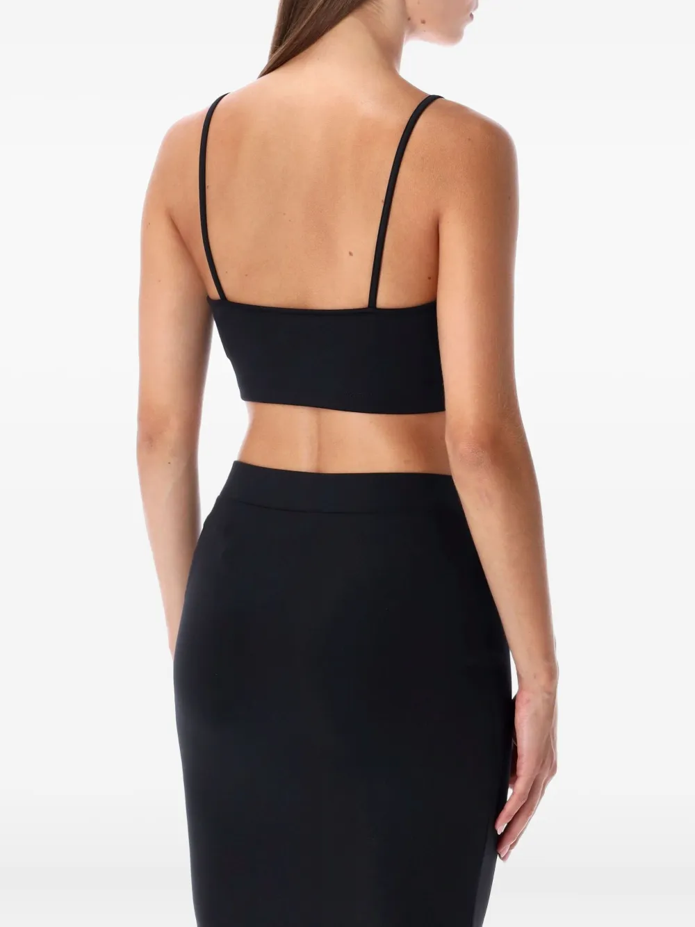 Off-white Stylish Cropped Spaghetti Strap Top In Black