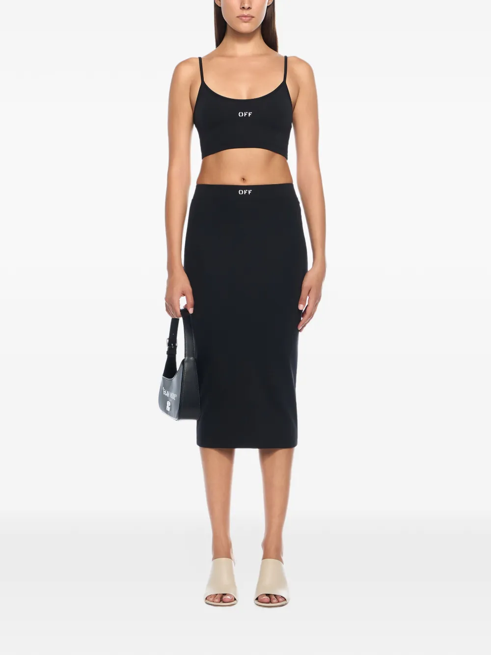 Off-White Sleep cropped top met spaghettibandjes Zwart