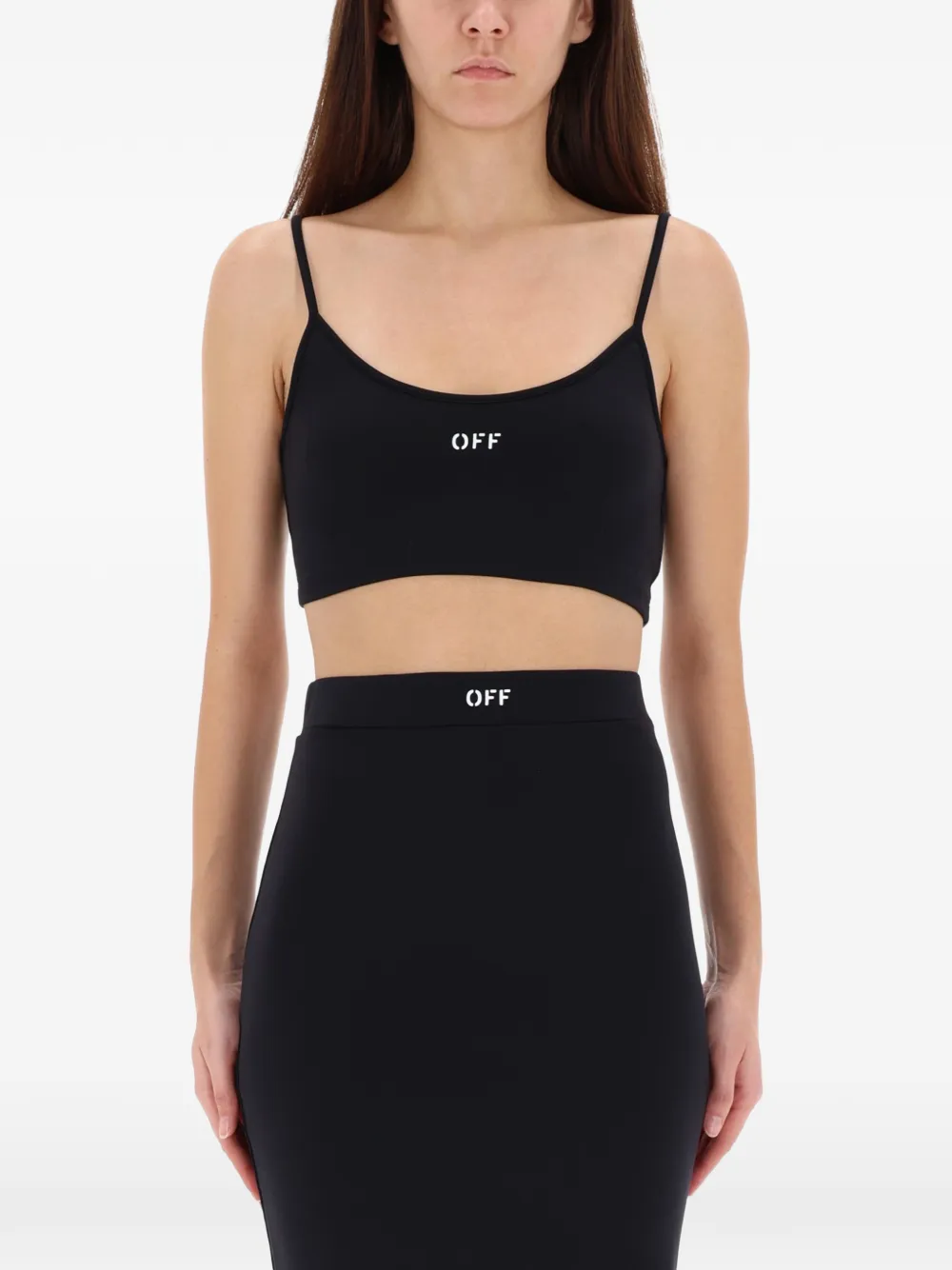 Off-White Sleep cropped top met spaghettibandjes Zwart
