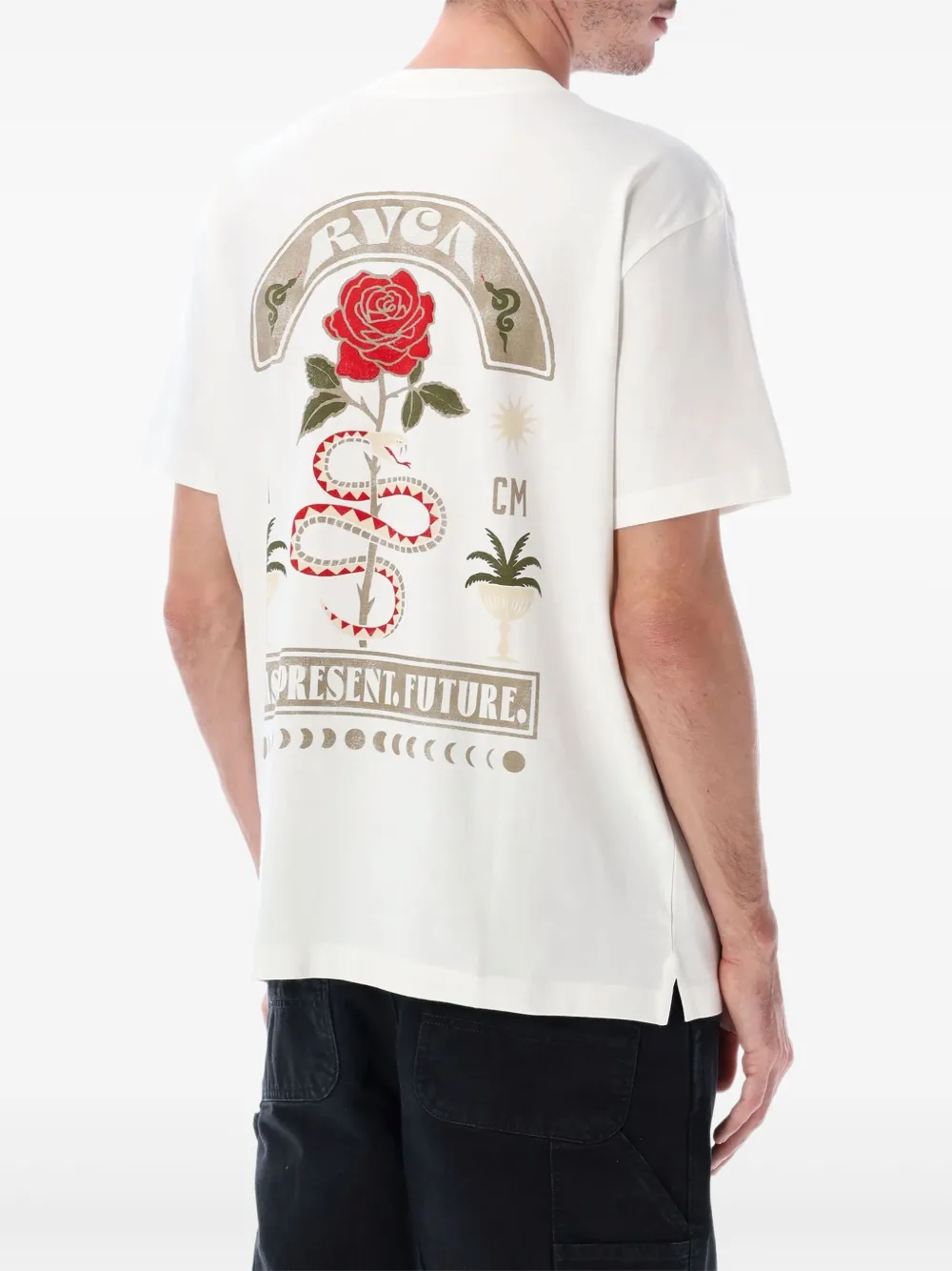 Rvca T-shirt met rozenprint - Wit