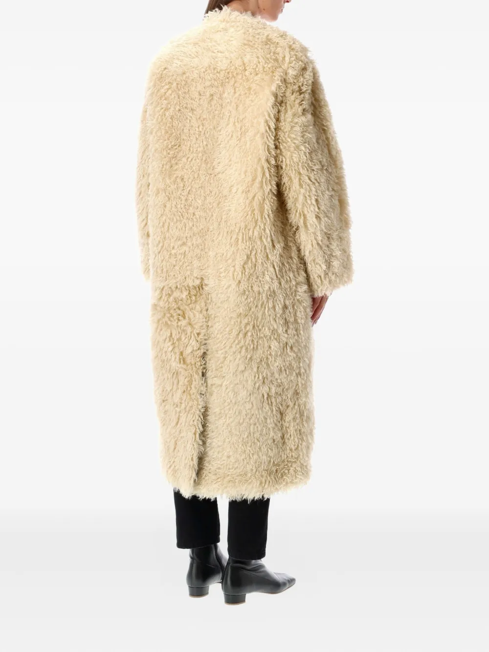 Stand Studio Carolina Long Curly Faux-fur Coat In Neutral