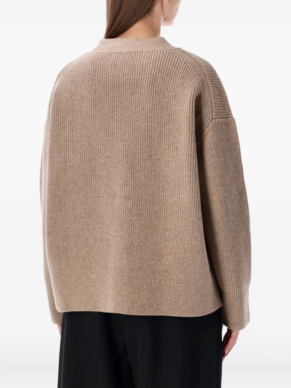 Studio Nicholson Ribbed Buttoned Cardigan In Brown