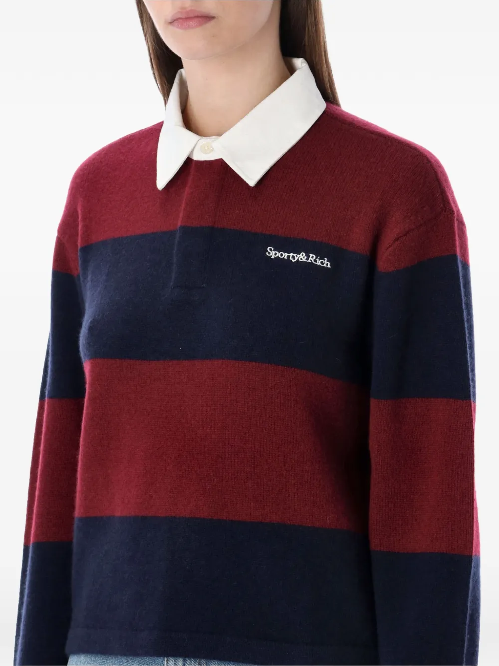 Sporty & Rich Gestreepte polotop met geborduurd logo Rood
