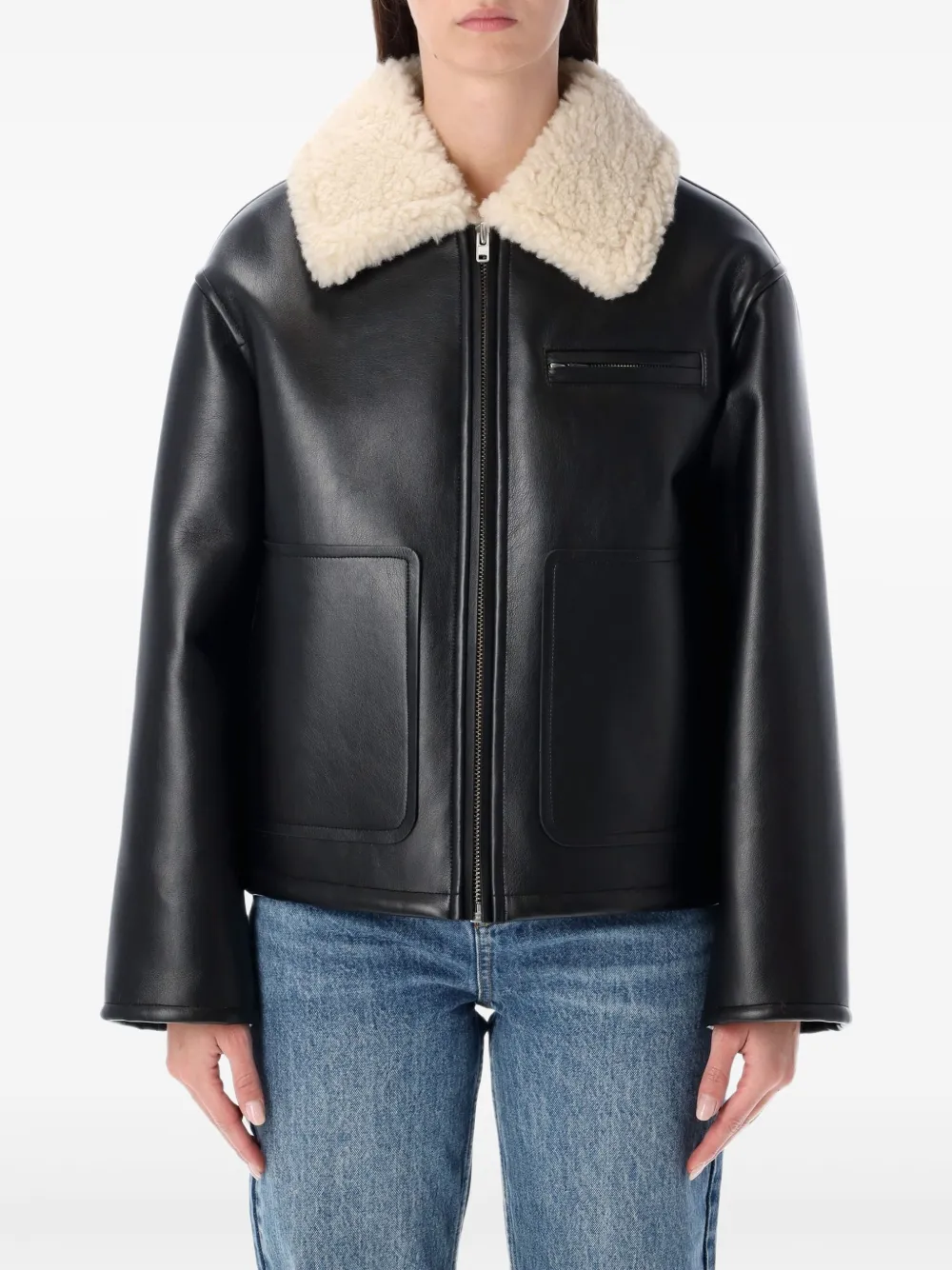 Stand Studio Shearling Collar Jacket In Black