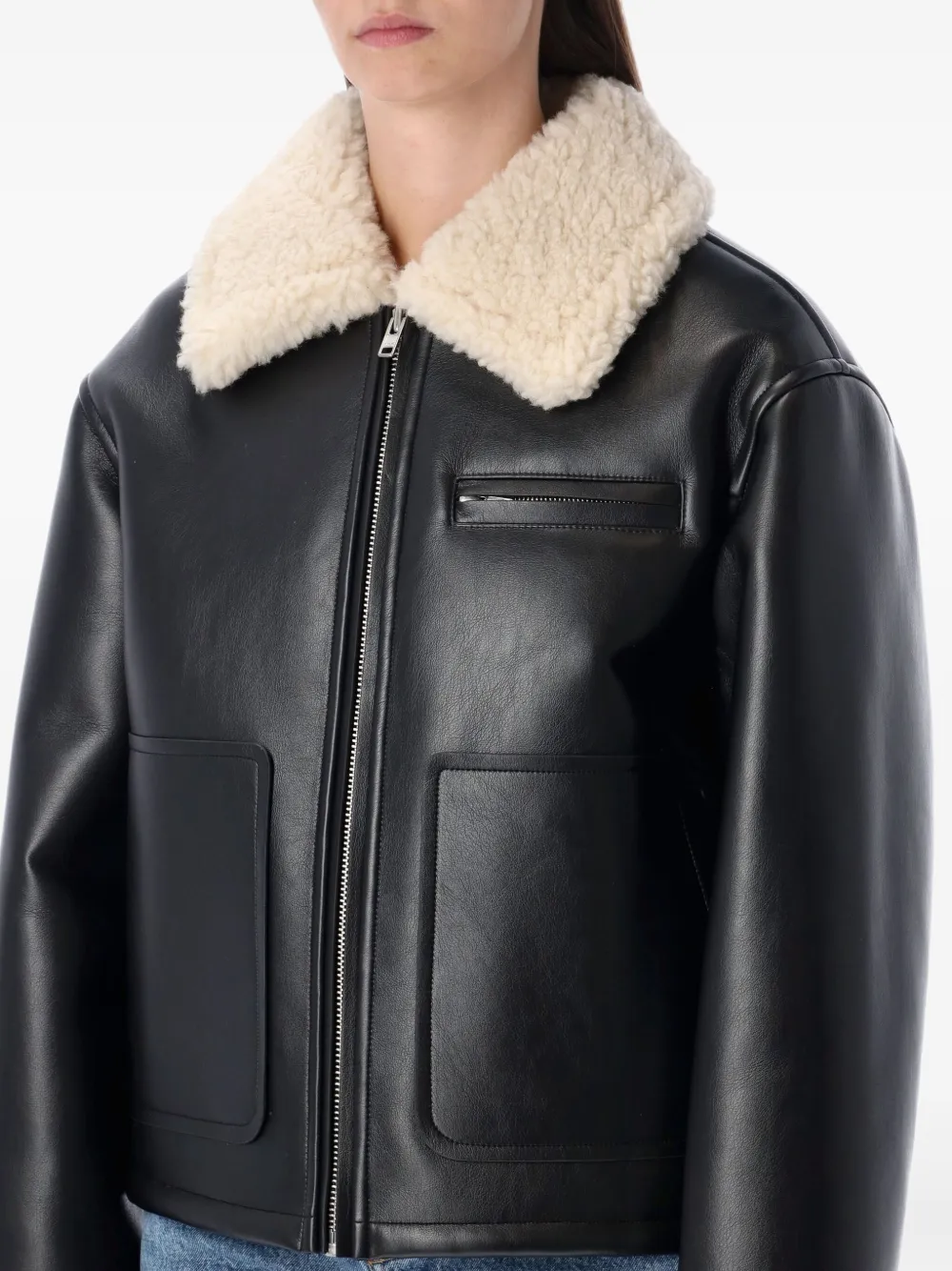 Stand Studio Shearling Collar Jacket In Black