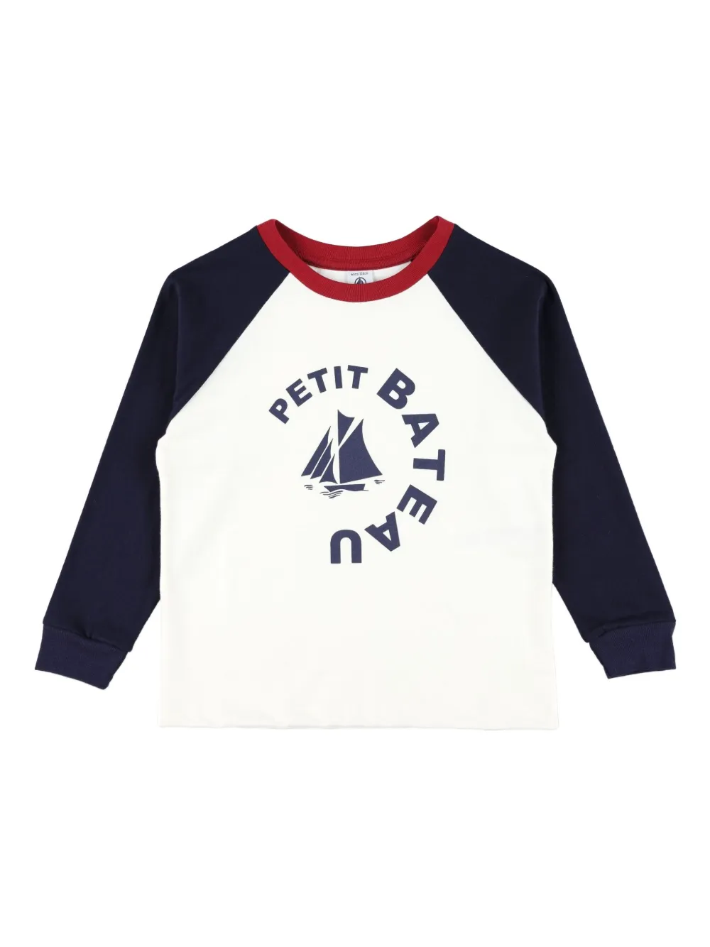 Petit Bateau Long-sleeved Logo T-shirt In White