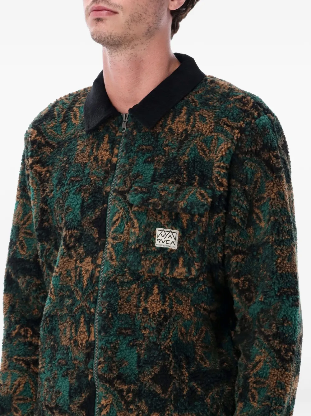 Rvca Zip-up Patterned Shirt Jacket In Multi