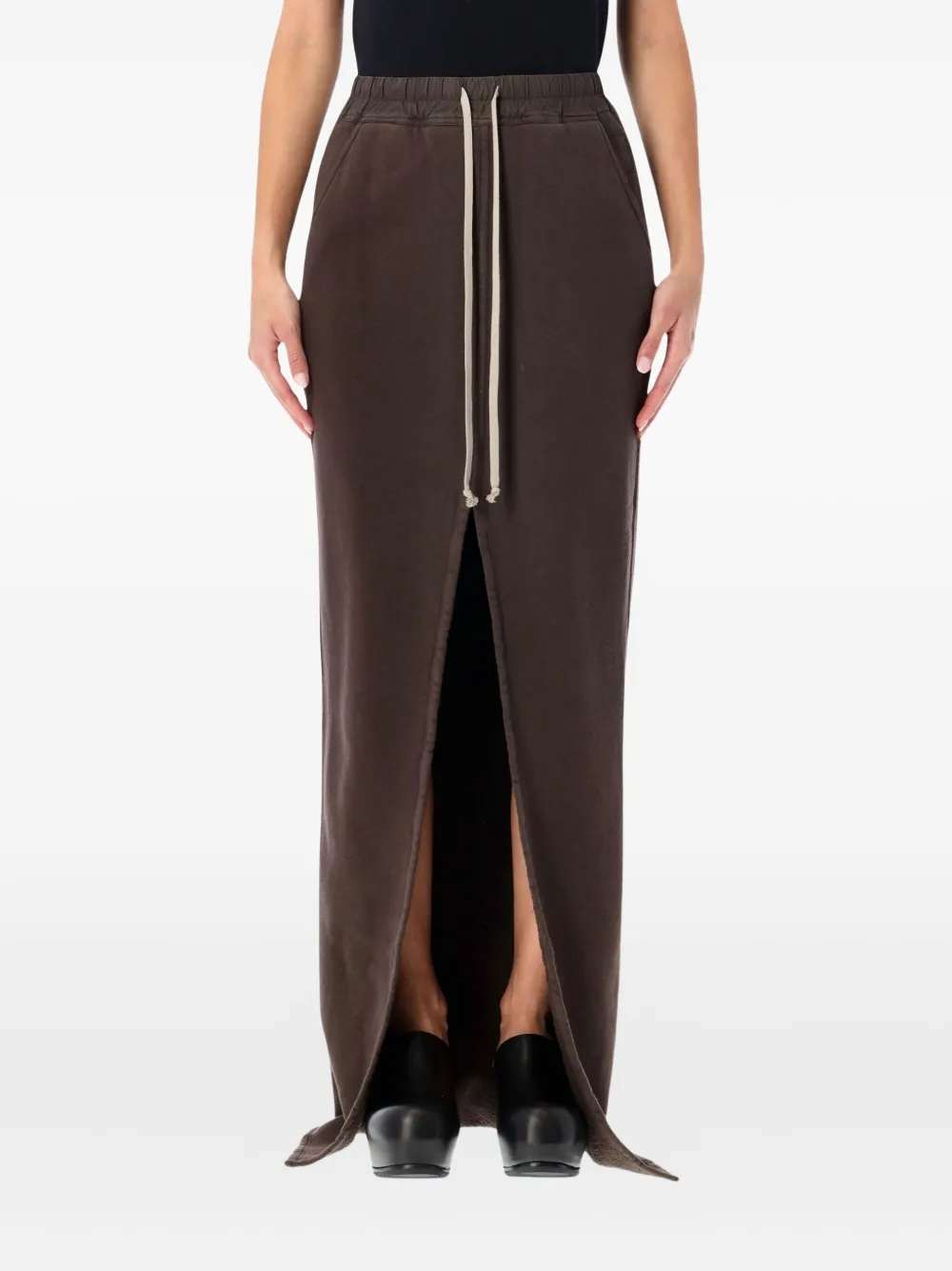 Rick Owens DRKSHDW Phleg Pillar drawstring slit skirt | Brown | Image 1