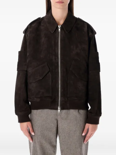 Sword flap-pocket leather jacket