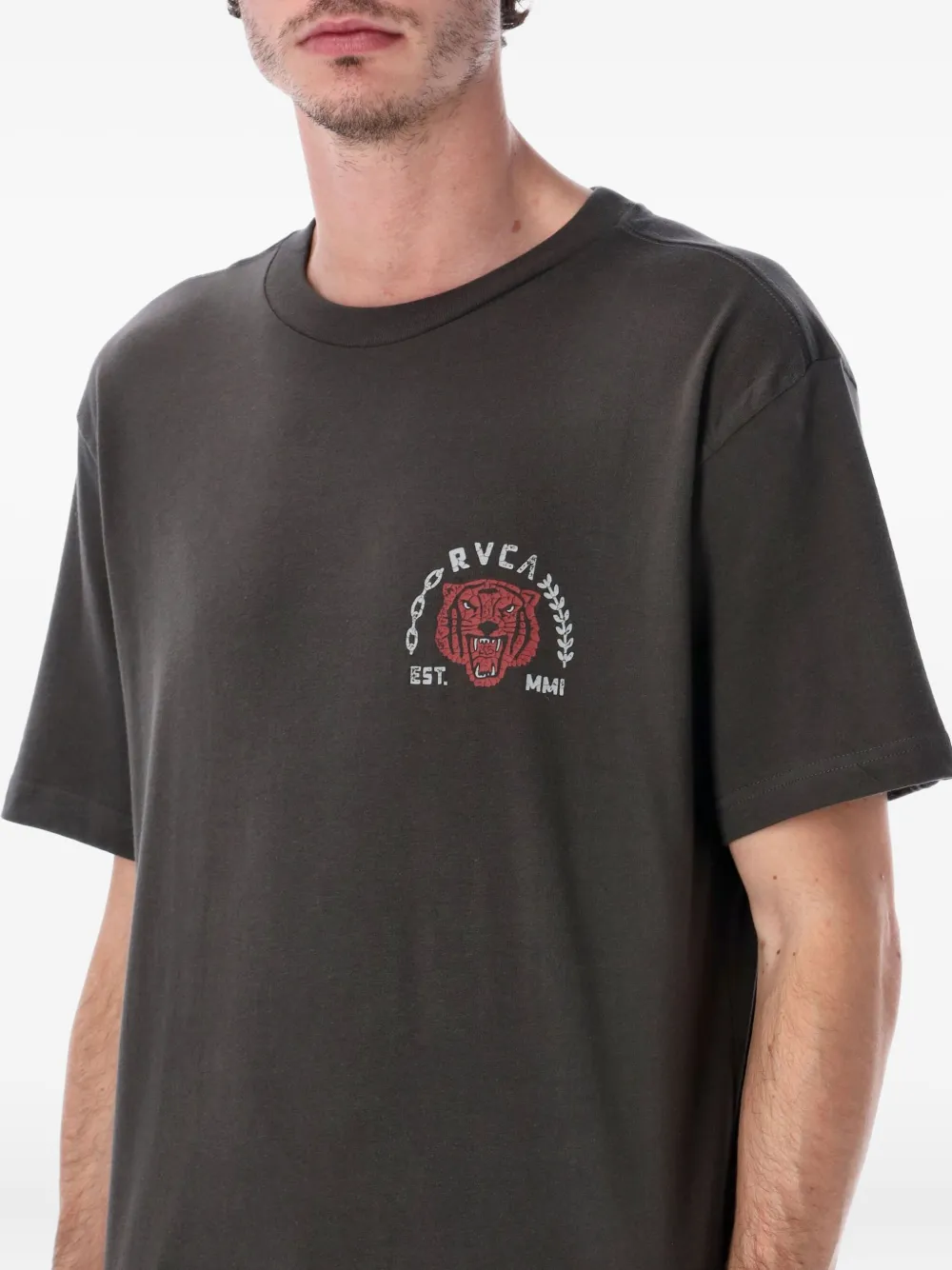  Rvca Tiger-graphic T-shirt - Grey 