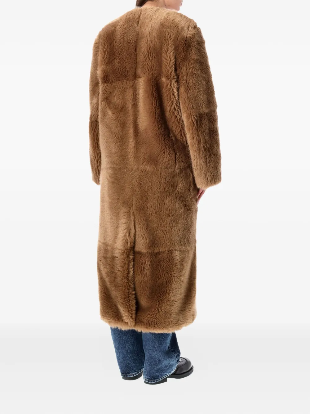 Stand Studio Hilma Patchwork Faux Fur Coat In Brown