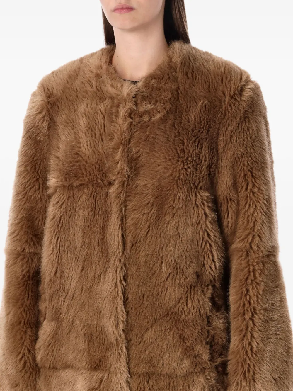 Stand Studio Hilma Patchwork Faux Fur Coat In Brown