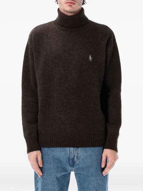 Sporty & Rich roll-neck logo-embroidered T-shirt