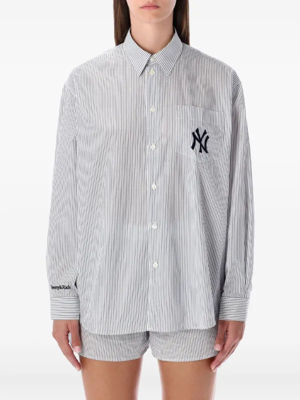 Sporty & Rich Yankees Serif ストライプ シャツ | ブルー | FARFETCH JP