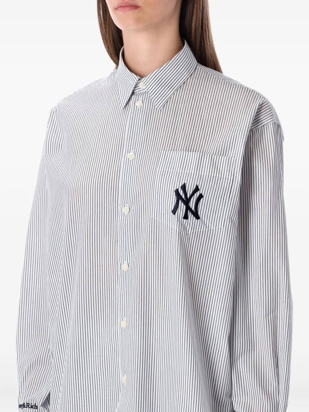 Sporty & Rich Yankees Serif gestreept blouse Blauw