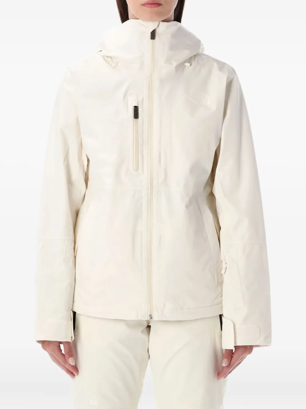The North Face Hooded Zip Skiwear Jacket In White