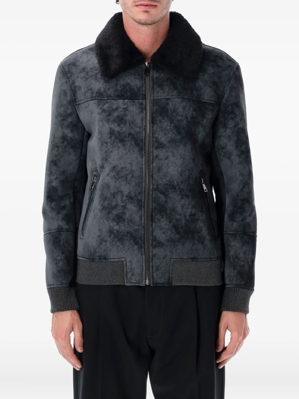 Sword leather bomber jacket - ブラック Sword leather bomber jacket - ブラック