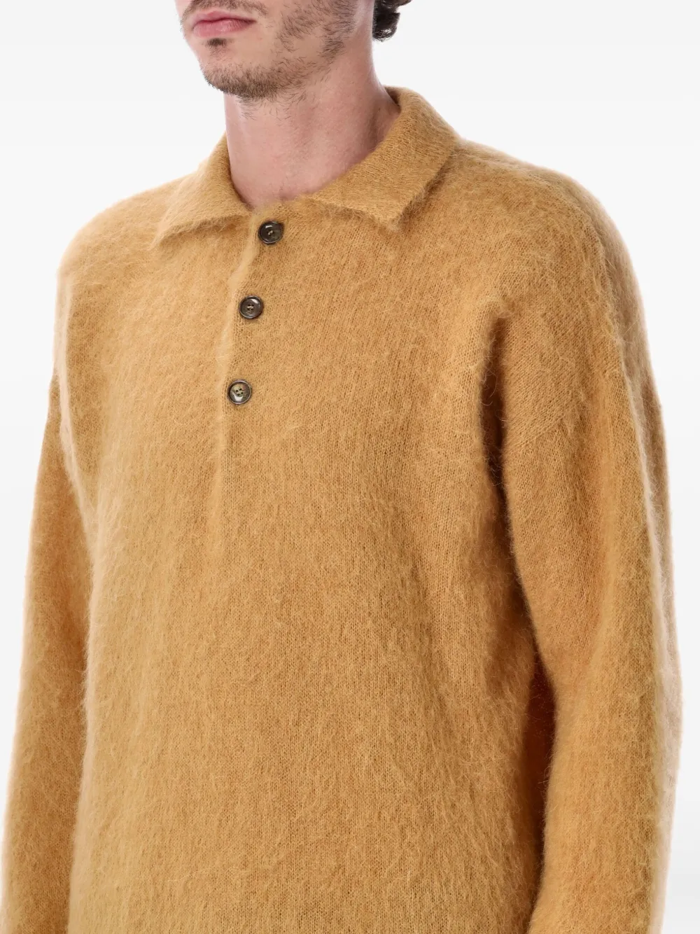 Rold Skov Basic Polo In Alpaca And Mohair Blend In Brown