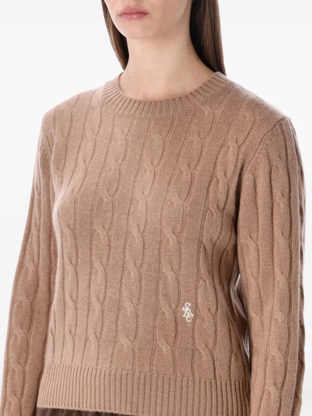 Sporty & Rich Kabelgebreide trui Beige