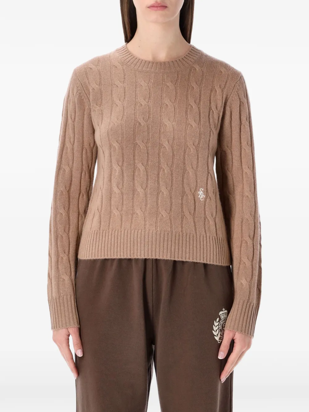 Sporty & Rich cable-knit crew-neck sweater - Toni neutri