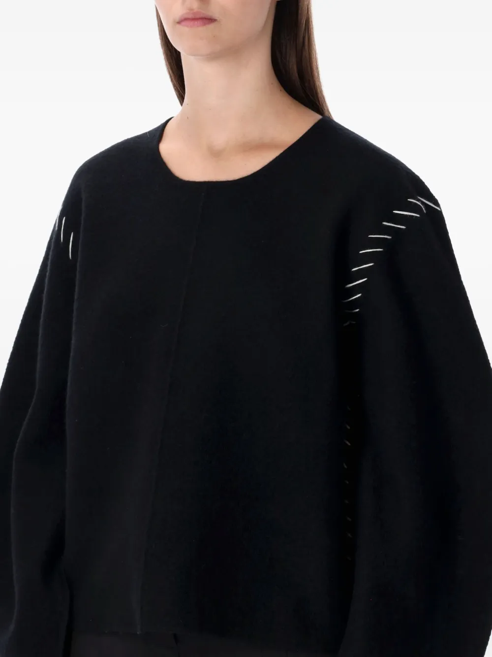 The Garment Oslo trui met stikseldetail Zwart