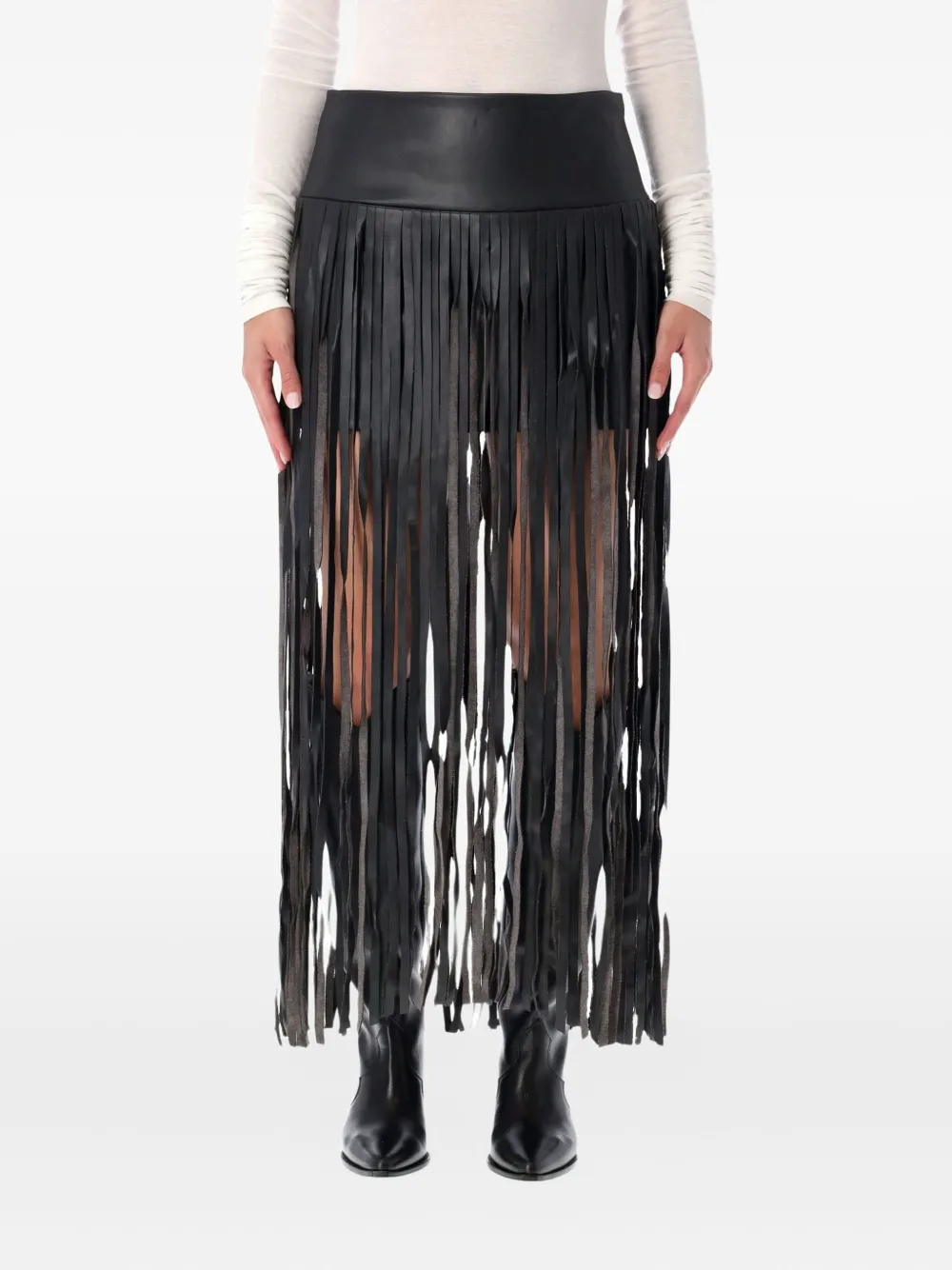 The Garment fringed midi skirt - Zwart
