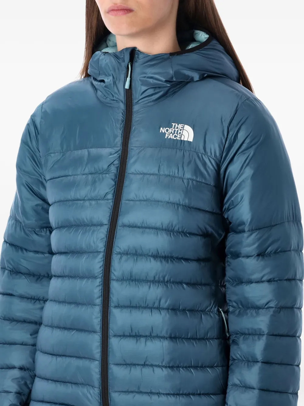 The North Face Hooded Quilted Jacket In Blue