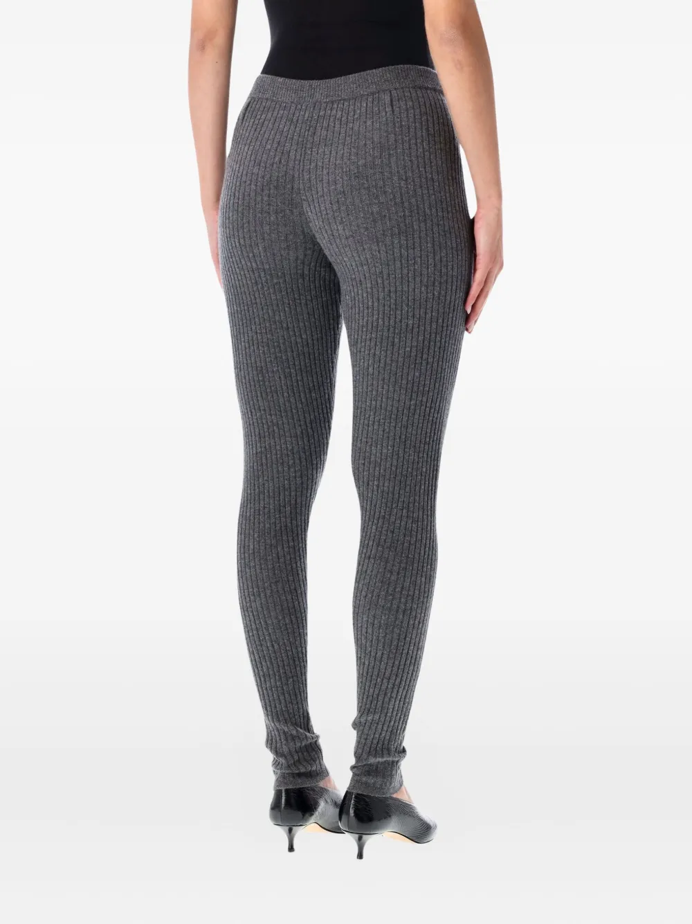The Garment Ribbed-knit Belt-loops Leggings In Gray