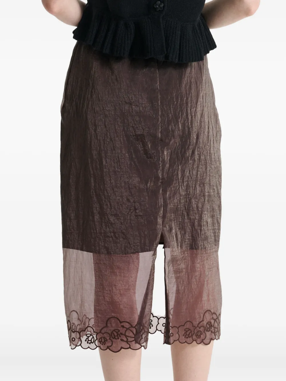 Cecilie Bahnsen Floral-trim Briaskirt Skirt In Brown