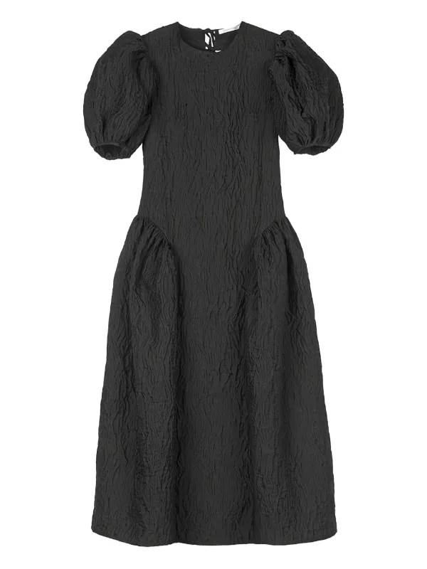 Cecilie Bahnsen Matelassé Puff-sleeve Bali Dress in Black
