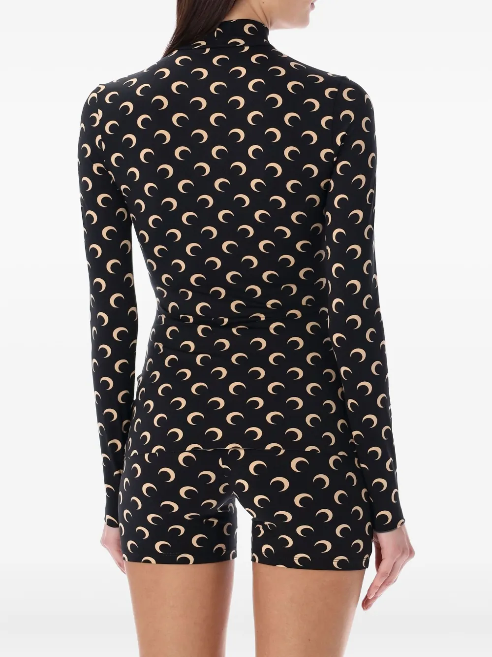 Marine Serre Long Sleeve Turtleneck Printed Blouse In Multi