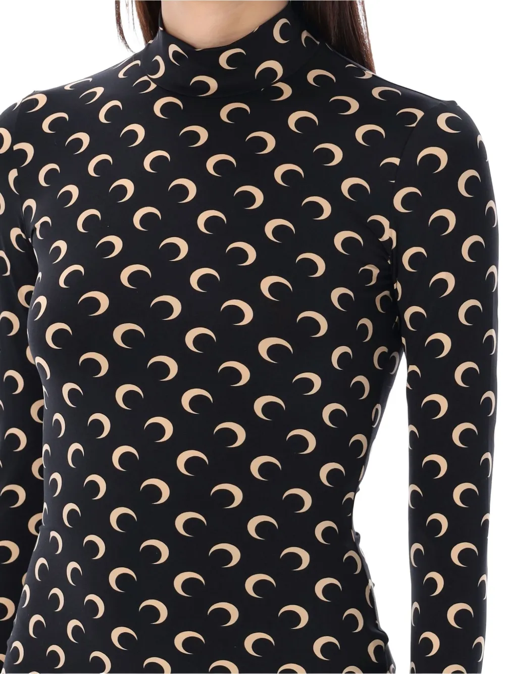 Marine Serre Long Sleeve Turtleneck Printed Blouse In Multi