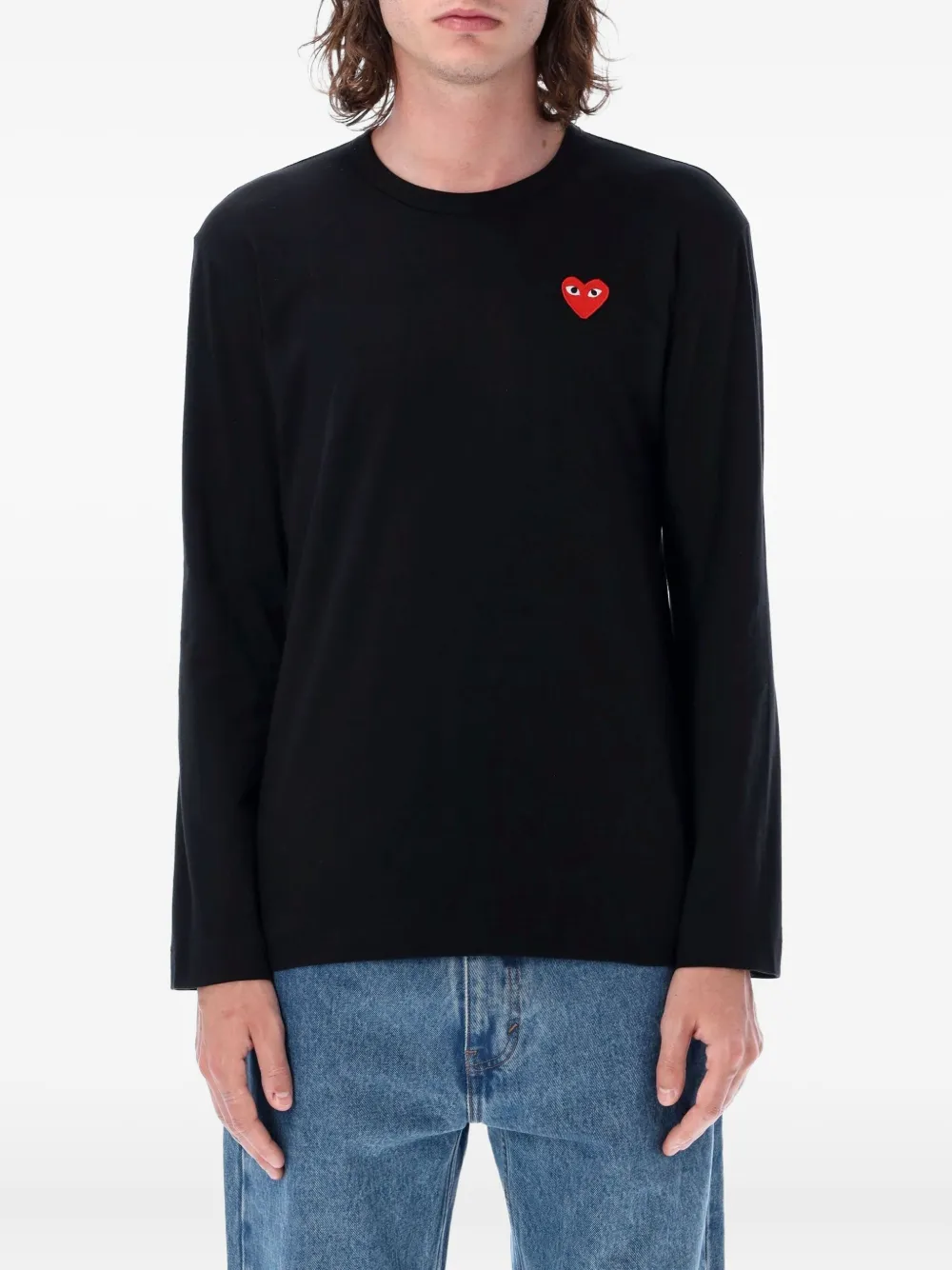 Comme Des Garçons Play Langarmshirt mit Herz-Motiv | Schwarz | Image 1