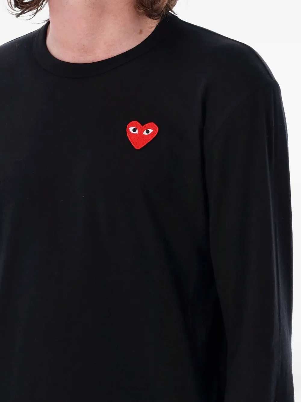Comme Des Garçons Play T-shirt met hart-patroon en lange mouwen Zwart