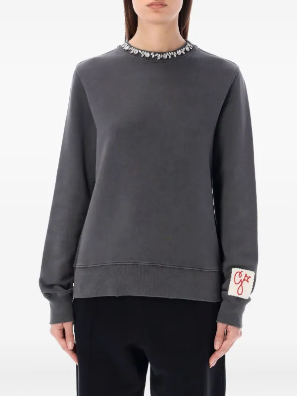 Golden Goose Sweatshirt with Crystals in Grey