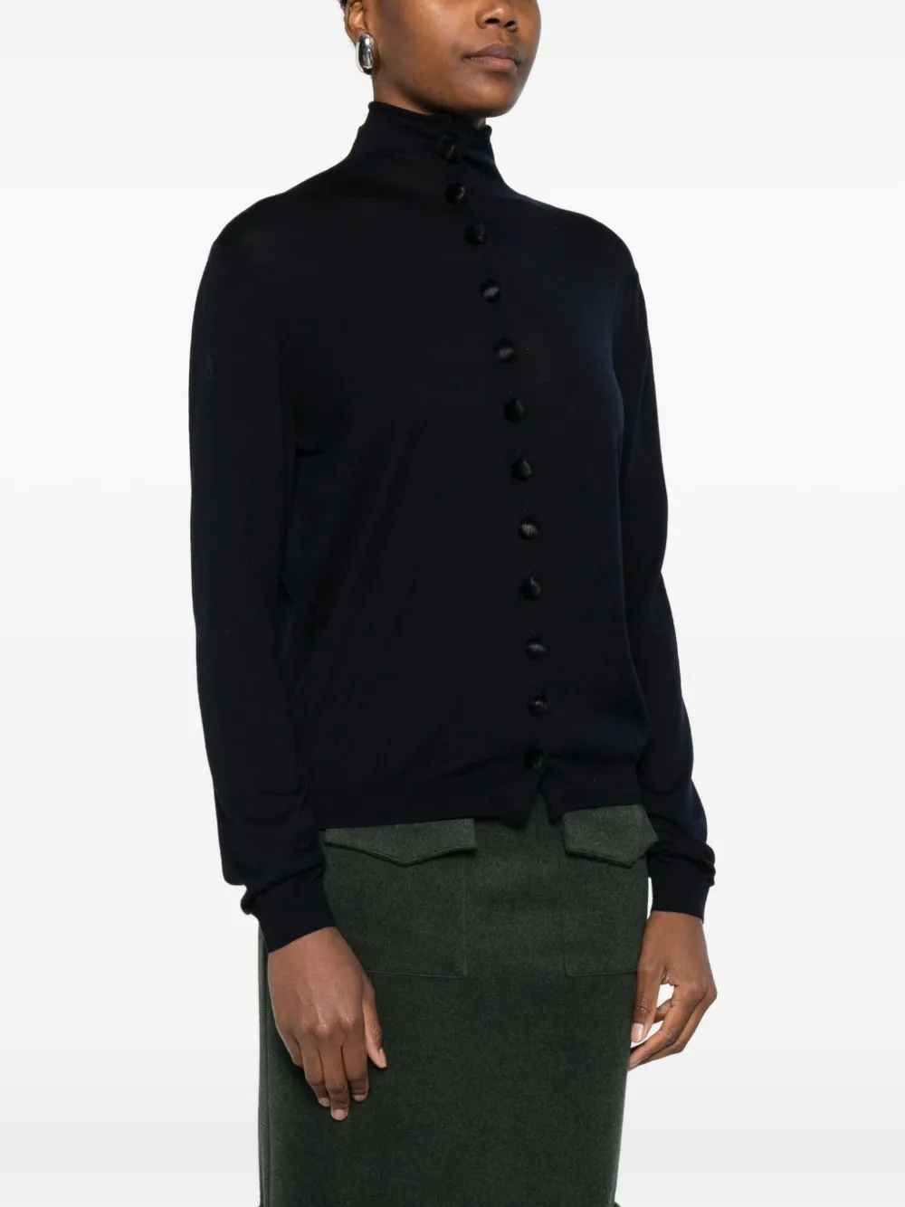 Khaite High-neck Buttoned Cardigan In Black