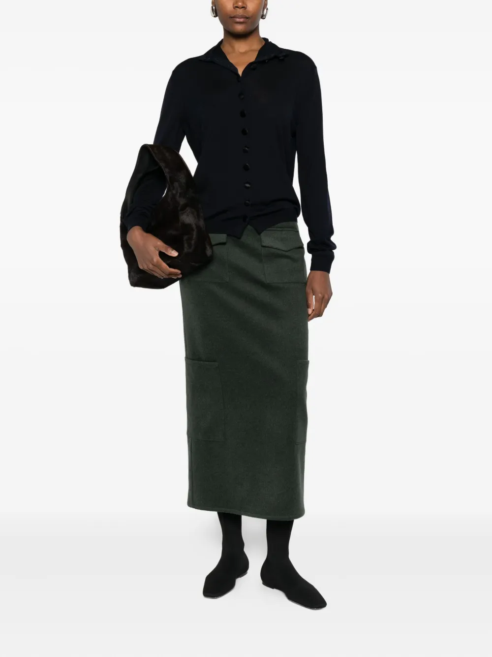 Khaite High-neck Buttoned Cardigan In Black