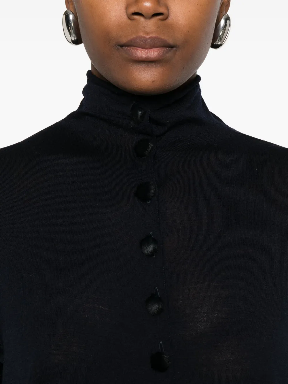 Khaite High-neck Buttoned Cardigan In Black